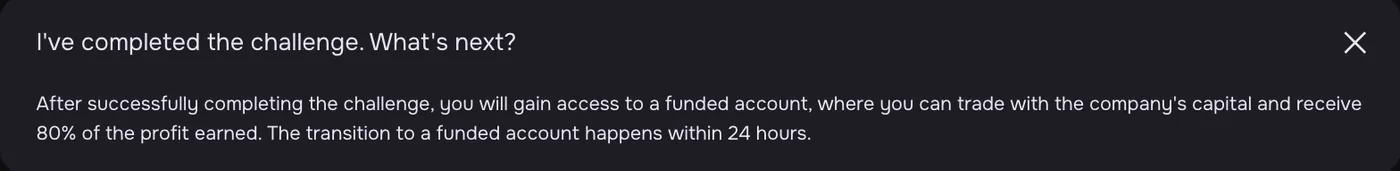 Hash Hedge's FAQ, read 7 October 2026: funded traders receive 80% of the profit earned, while the homepage says up to 90%.